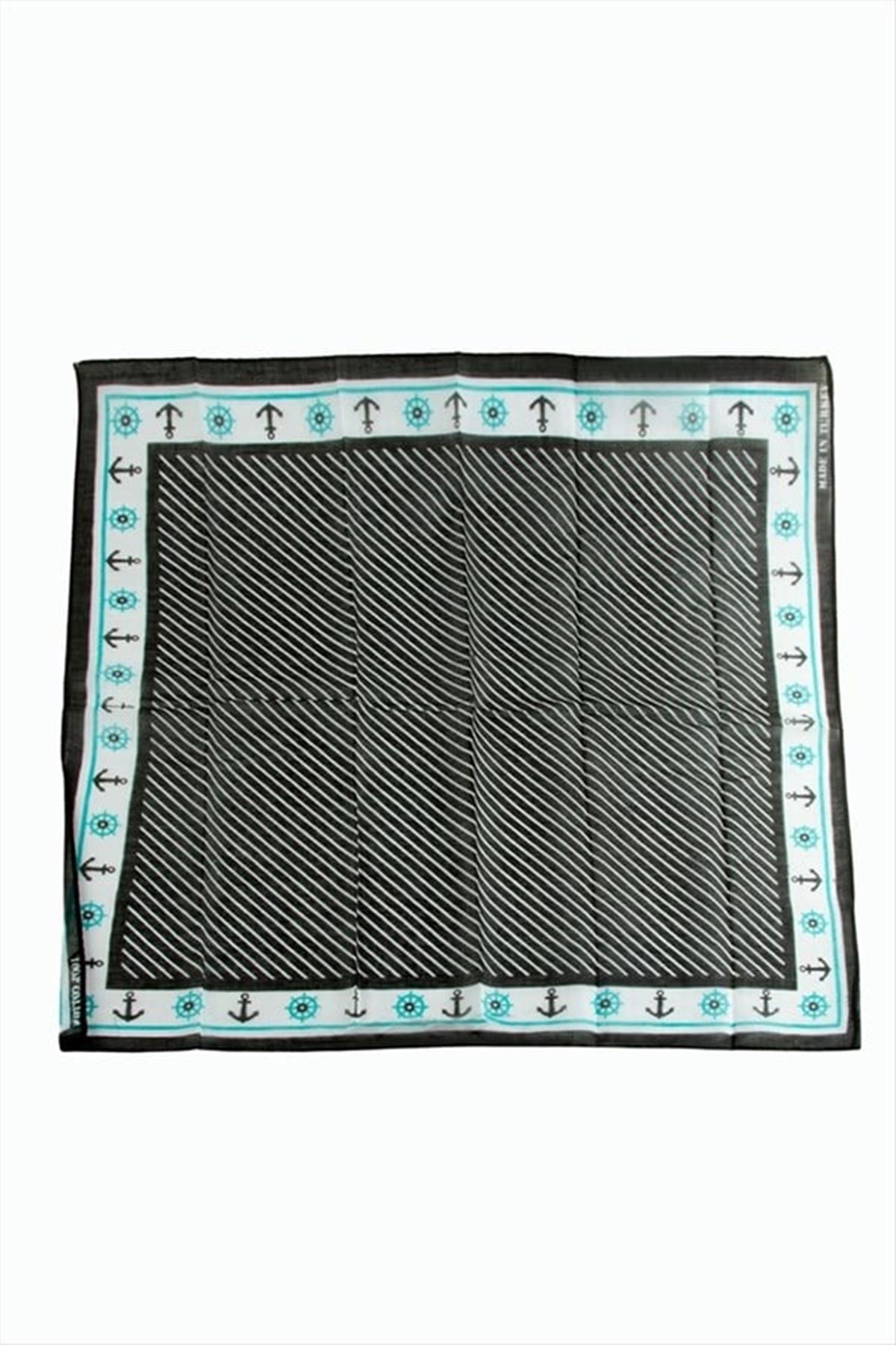Çapa Dümen Desenli Bandana 50*50 - Siyah