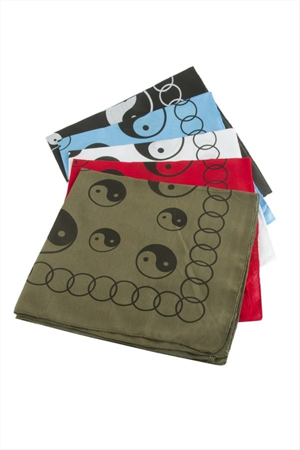 Yin Yang Desenli Keten Bandana 50*50 - Ebruli