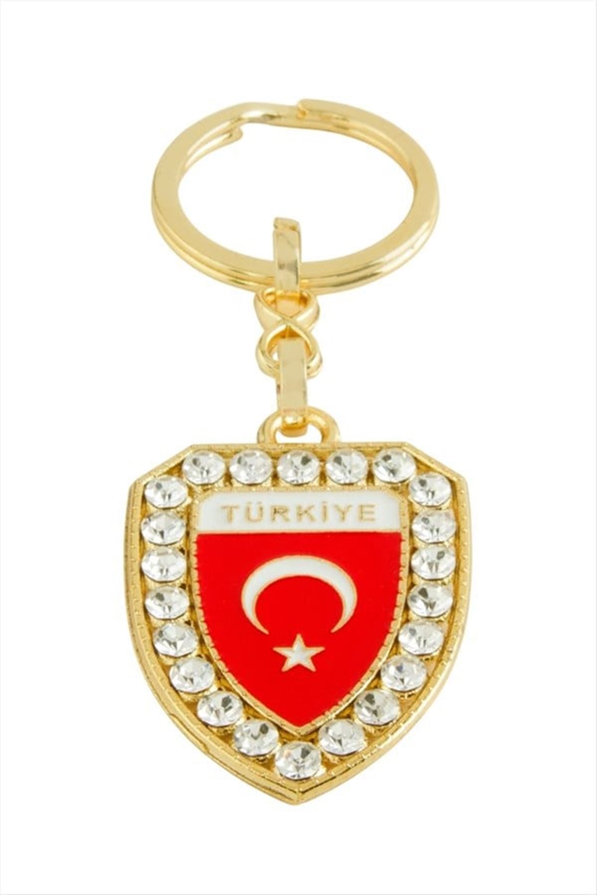 Ay Yıldız Taşlı Anahtarlık - Sarı