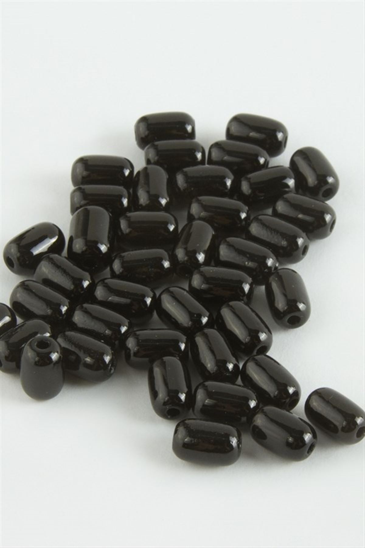 6*8 mm Oval Cam Boncuk 1 KG - Siyah