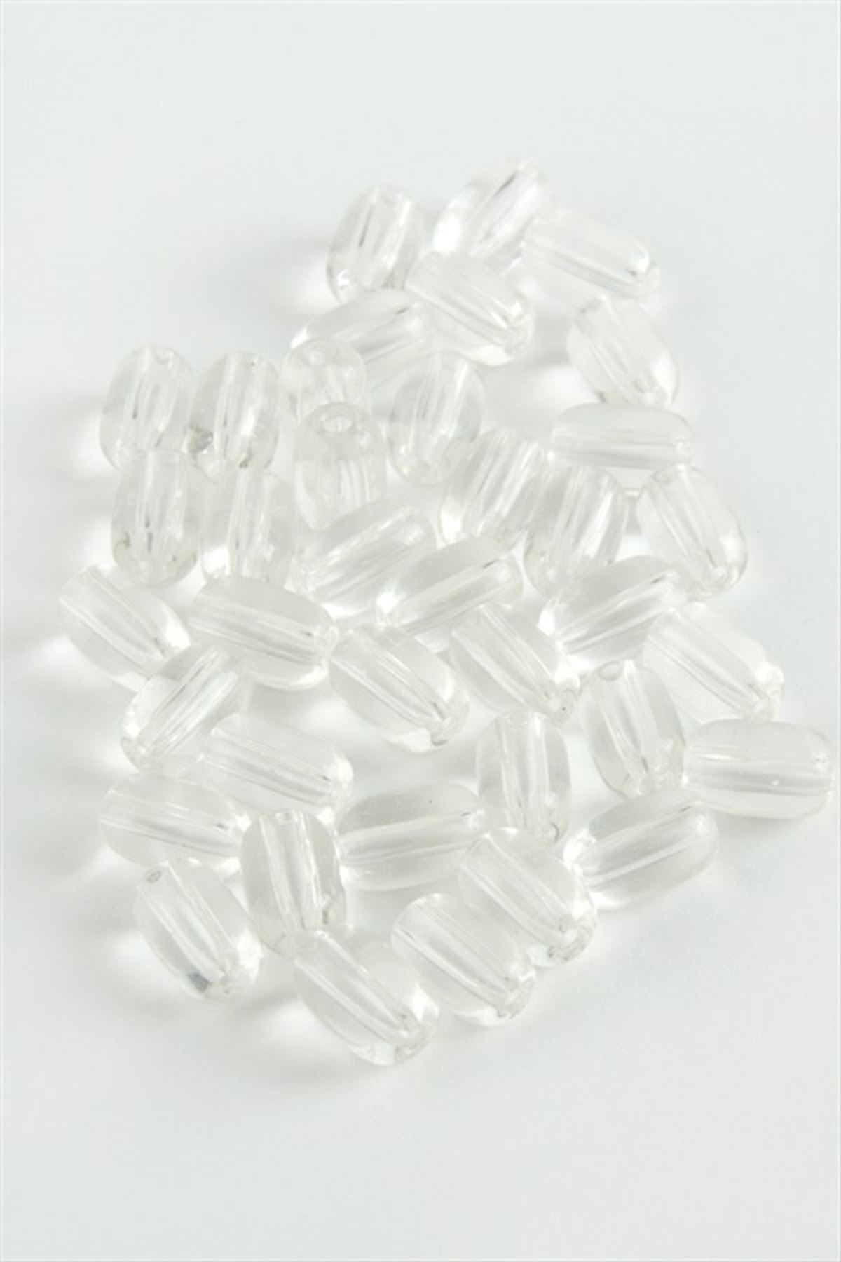 6*8 mm Oval Cam Boncuk 1 KG - Şeffaf