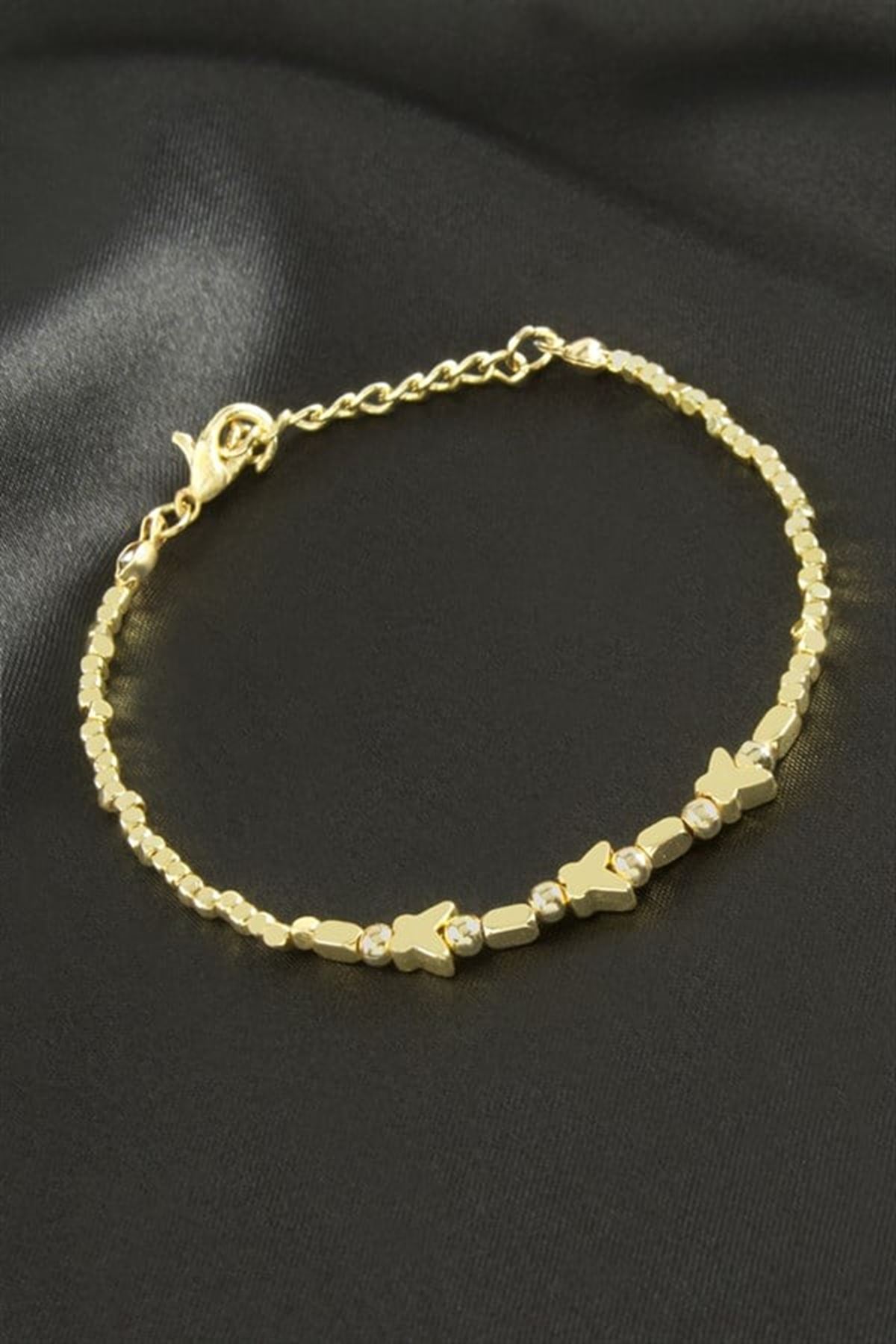 Kelebek Oval Metal Bileklik - Sarı