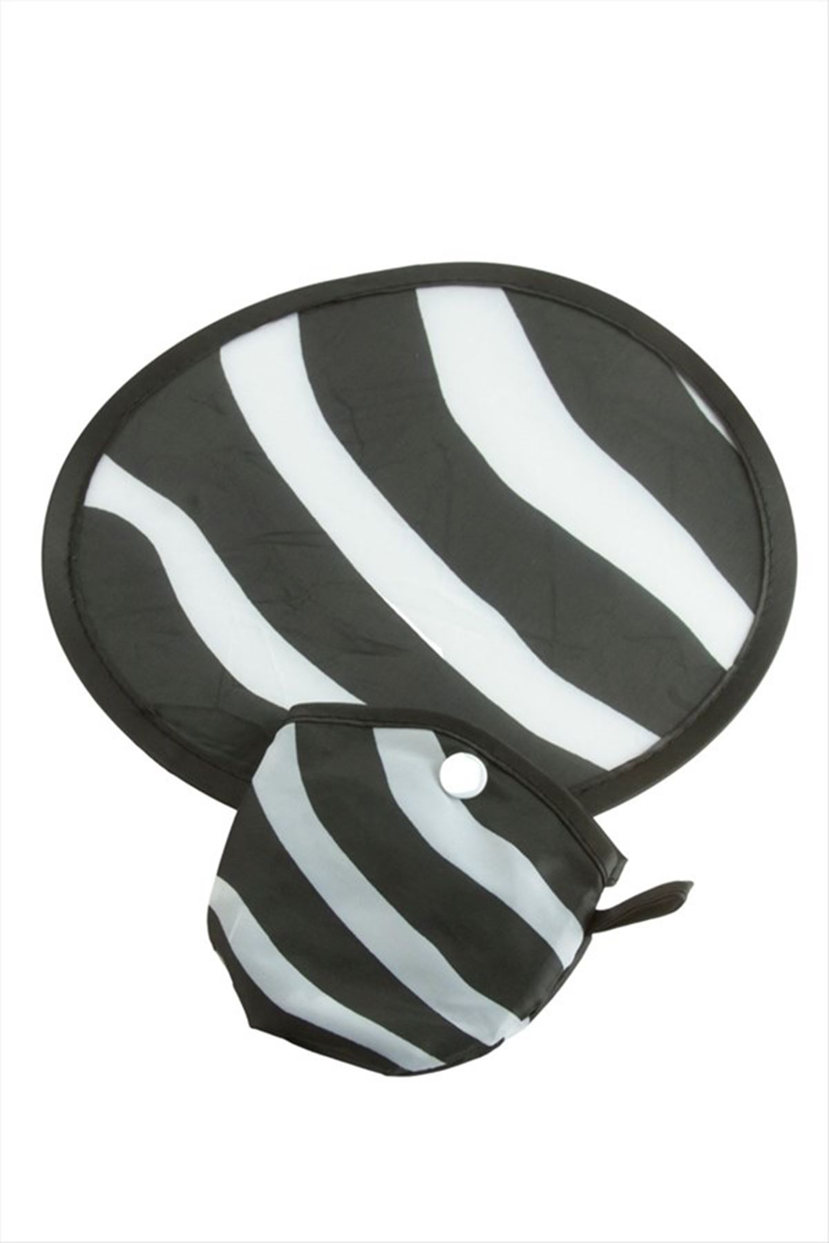 Çizgili Kore Yelpaze 20 cm - Siyah
