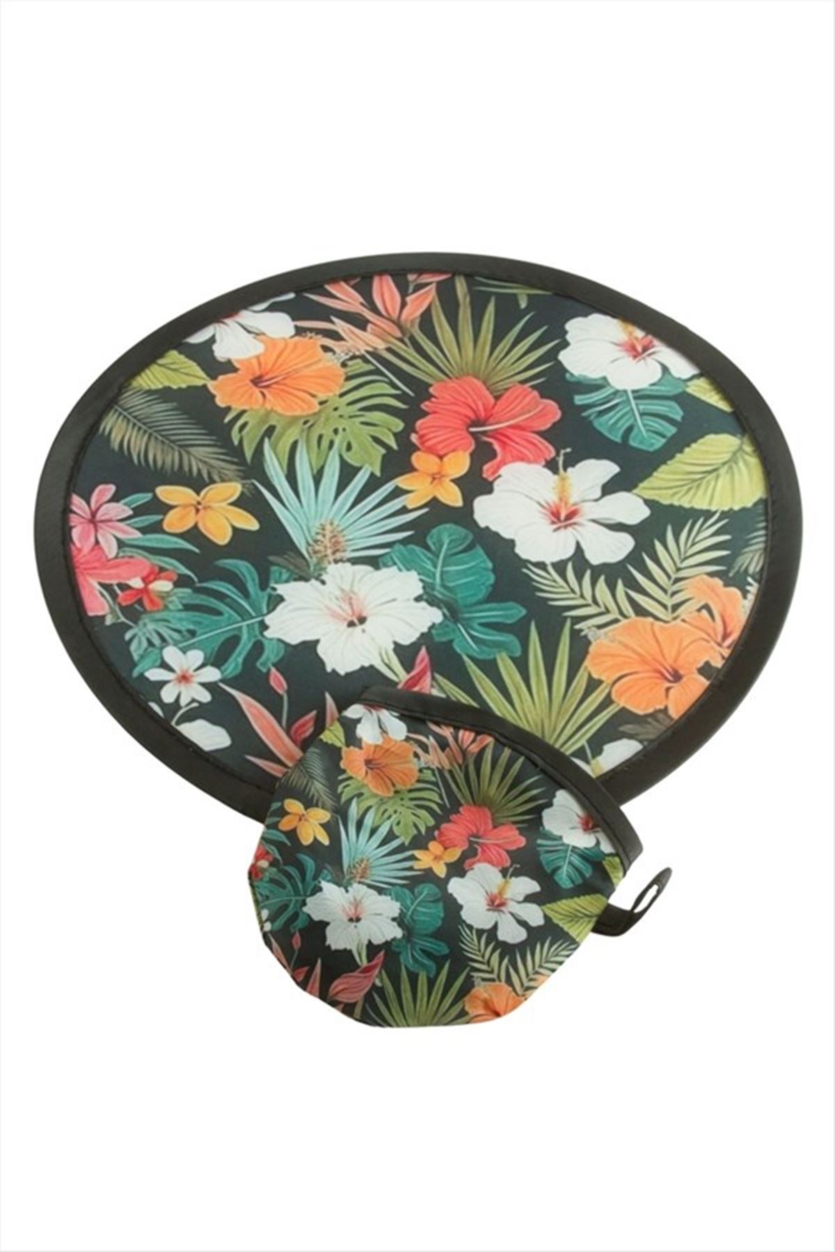 Çiçek Kore Yelpaze 20 cm - Siyah