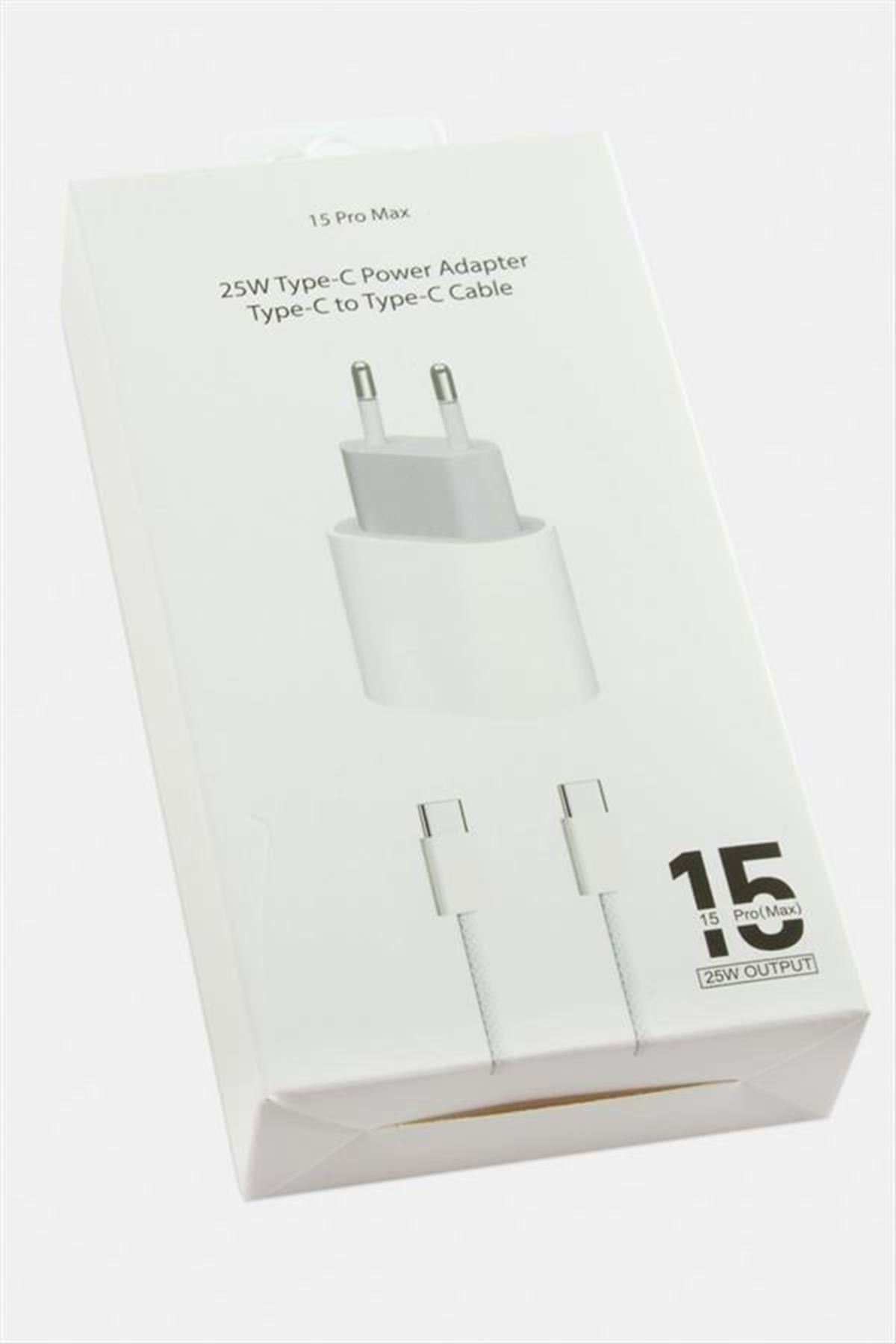 25W İphone 15 Pro Max Type C Şarj Aleti - Beyaz