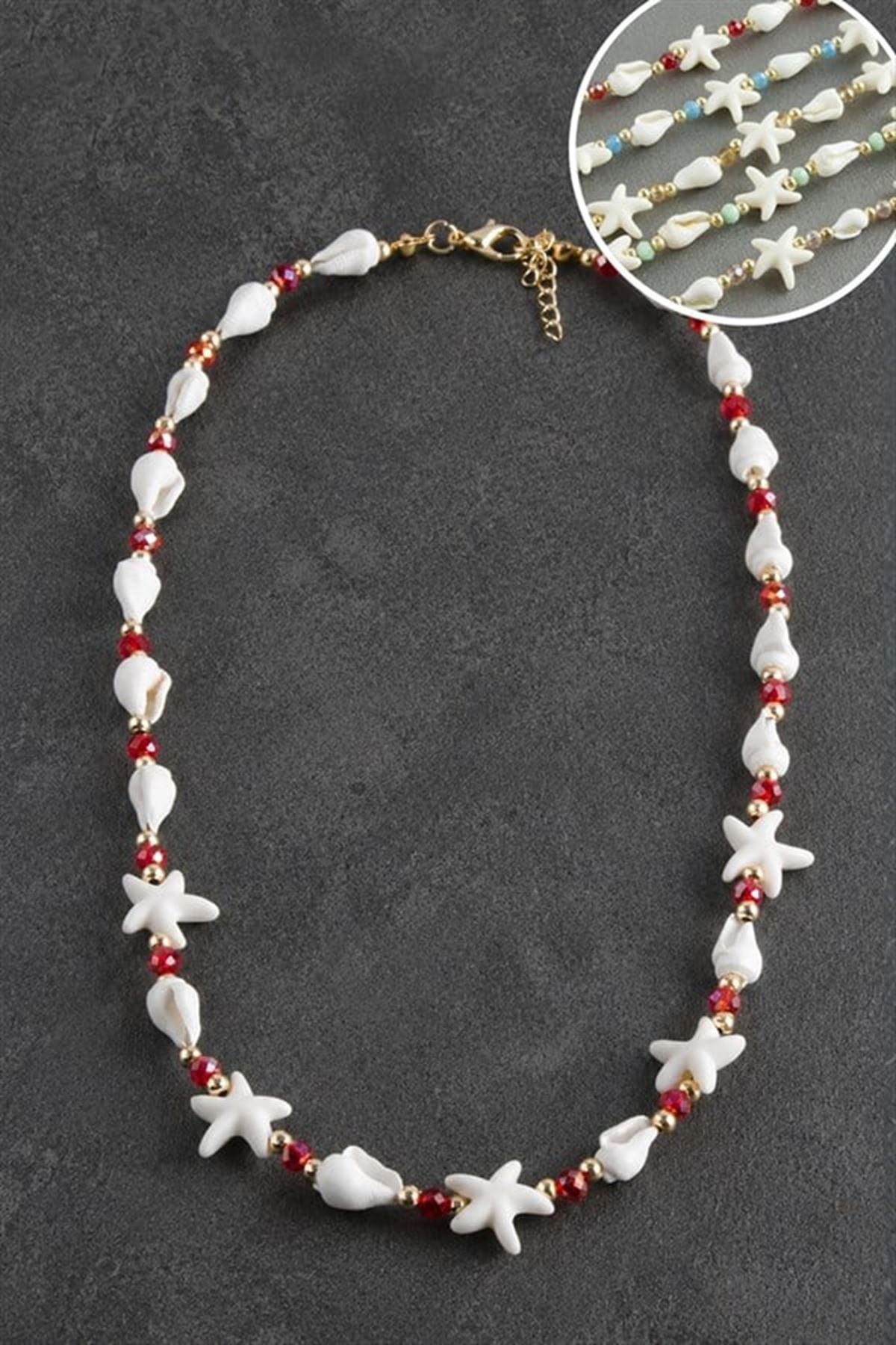 Deniz Yıldızı Kristal Doğaltaş Kolye - Altın Rengi
