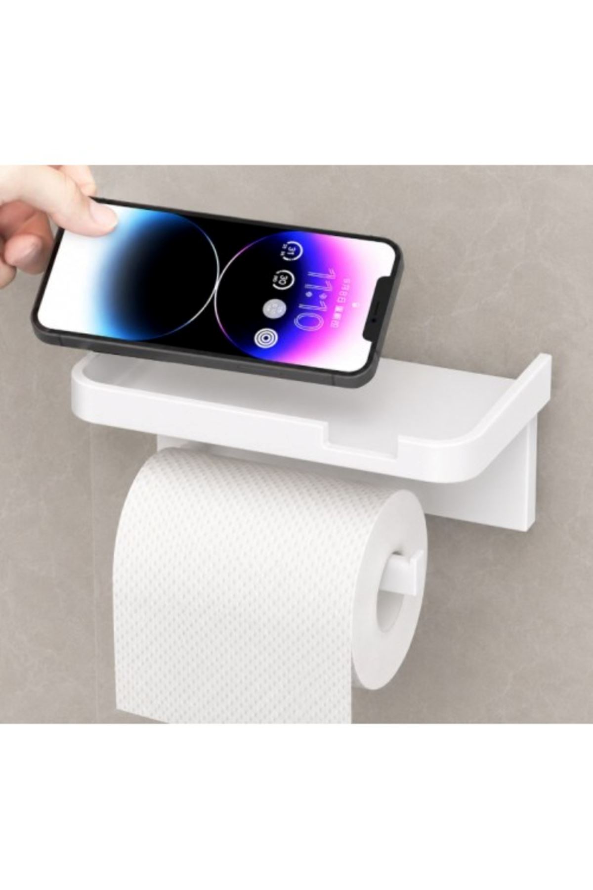 Tuvalet Kağıdı Askılığı - Raflı ve Yapışkanlı - Matkapsız Banyo Aksesuarı