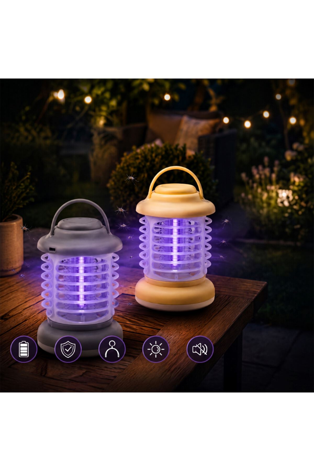 360° Korumalı UV Işıklı Sinek Kovucu - Kamp Tipi - Şarjlı Fener