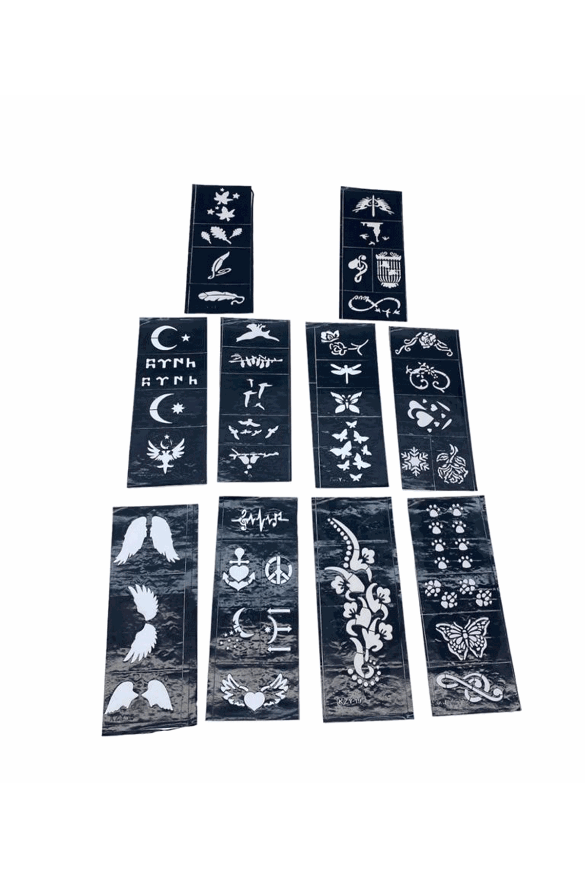 Karışık Desenli Tüp Kına Şablonu - 10'lu Paket - 8x20 cm