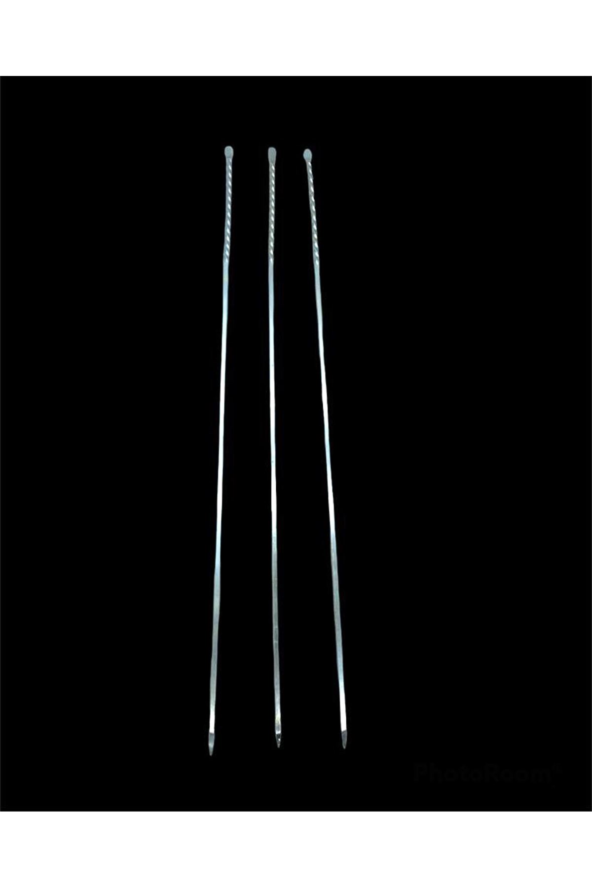 Burgulu Kuşbaşı Şişi - Metal - Kalın Kare - 50 cm