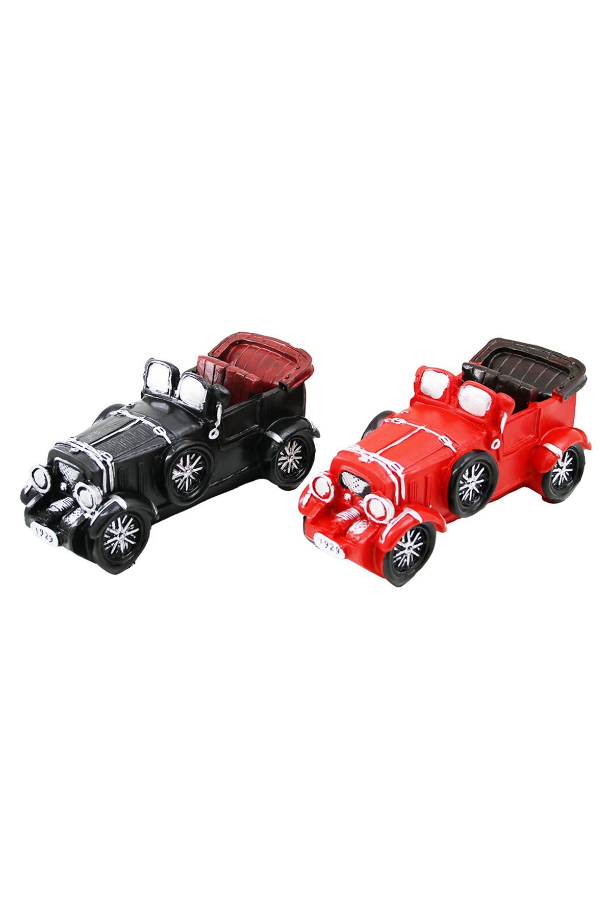 Retro Çizgili Klasik Araba Tasarımlı Biblo Kumbara - Vintage Model