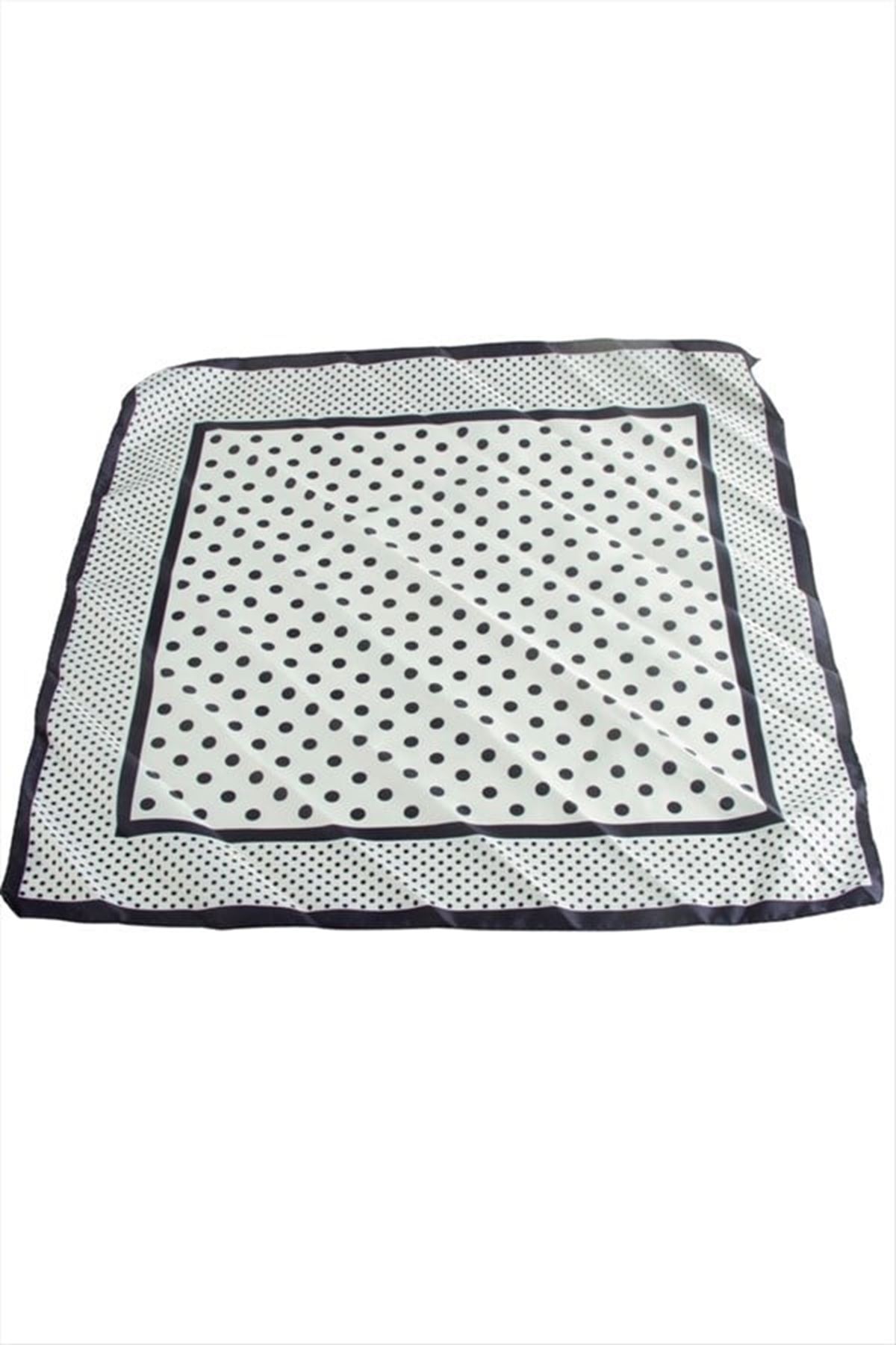 Benekli Zr Saten Fular 50*50 cm - Lacivert