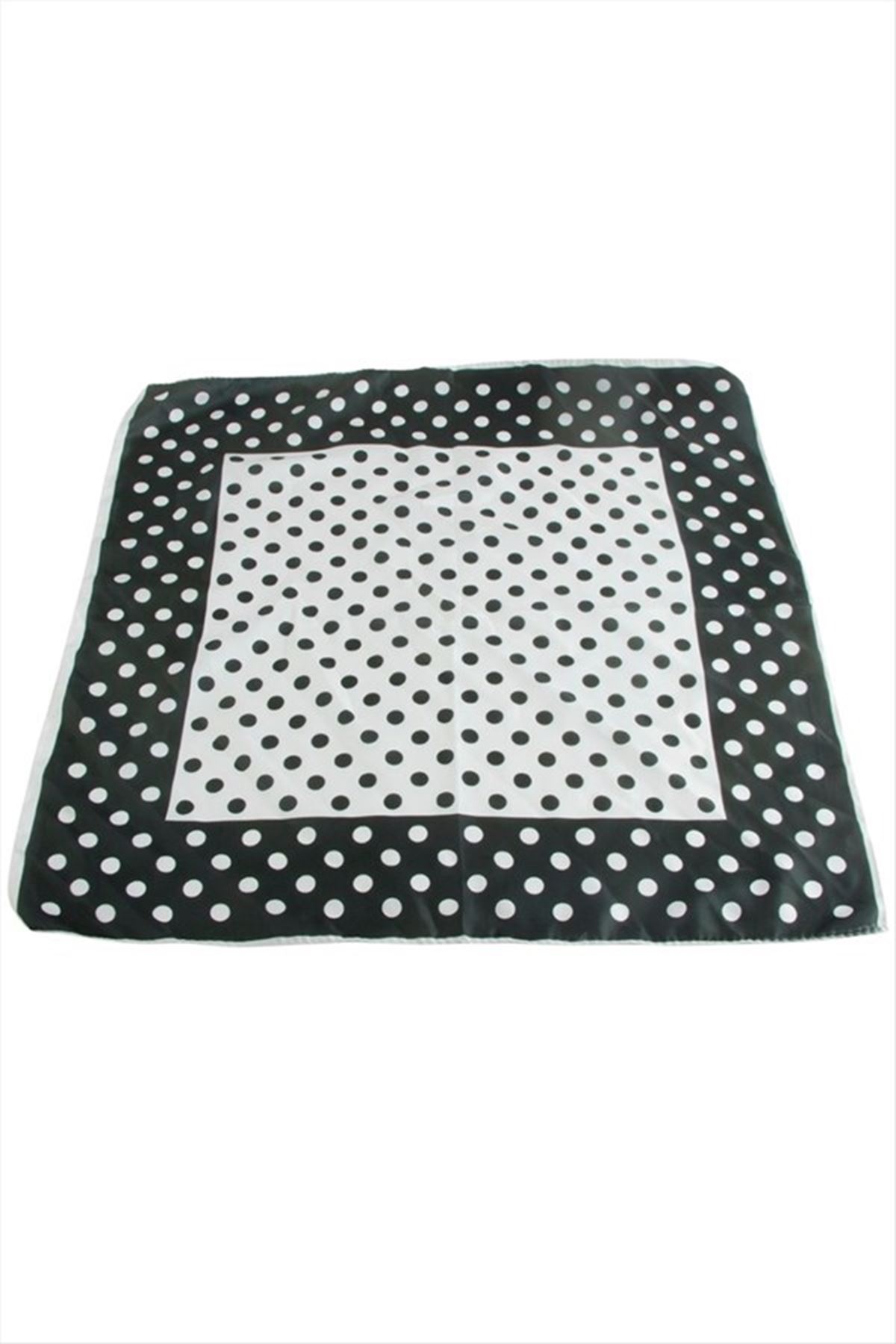 Benekli Desenli Zr Saten Fular 50*50 cm - Siyah