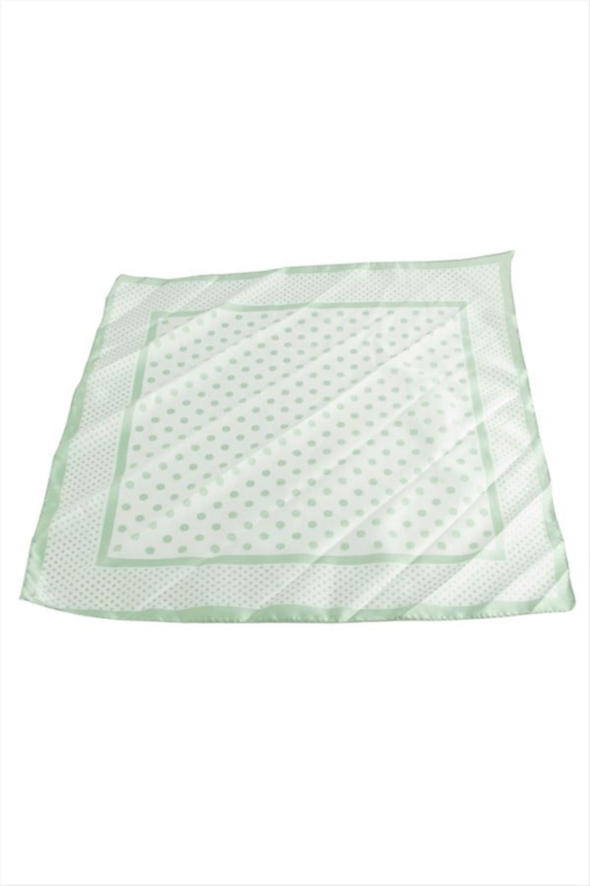 Benekli Zr Saten Fular 50*50 cm - Su Yeşili