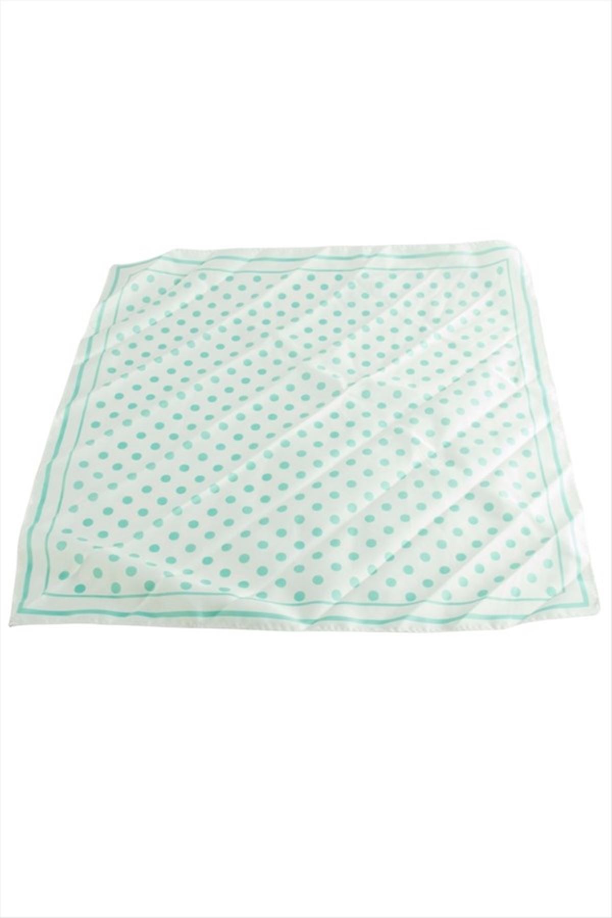 Benekli Zr Saten Fular 50*50 cm - Mavi