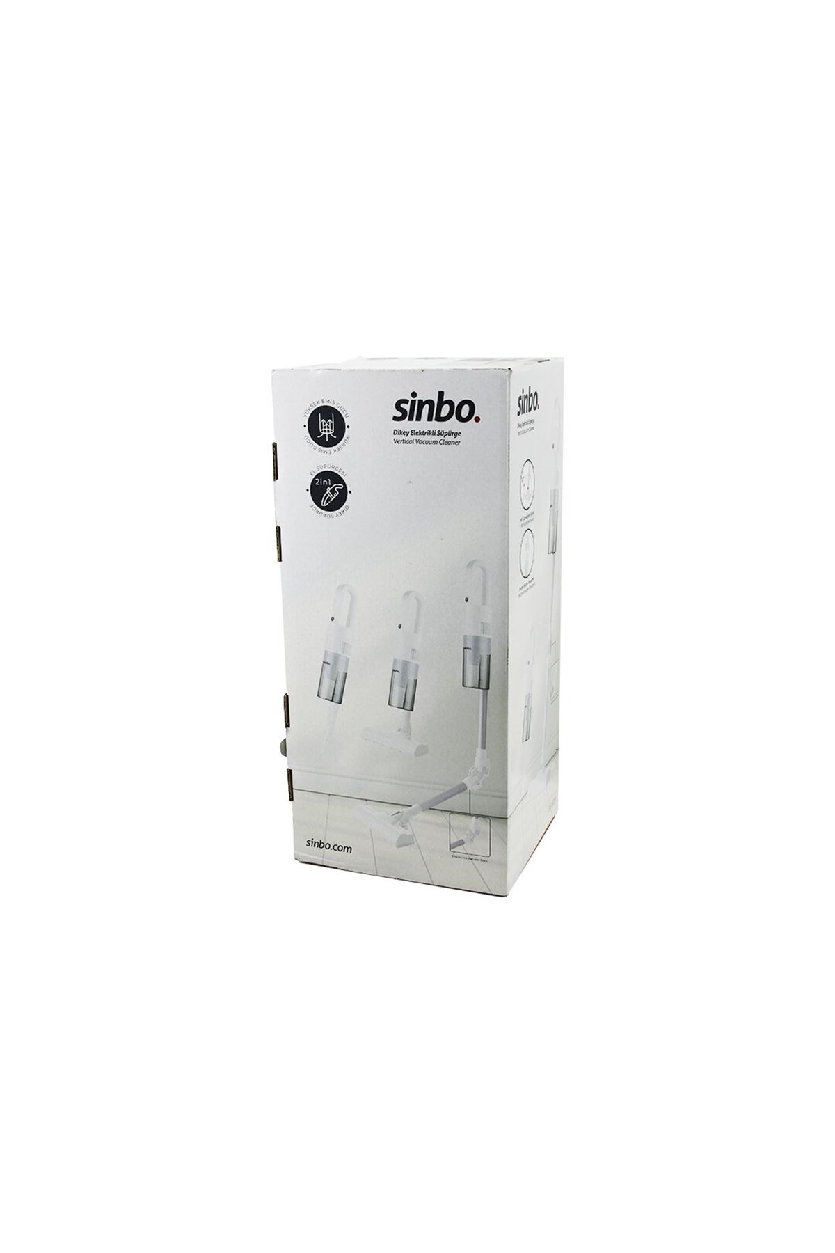 Sinbo Dikey Elektrikli Süpürge - Beyaz - 500W - Ergonomik Tasarım
