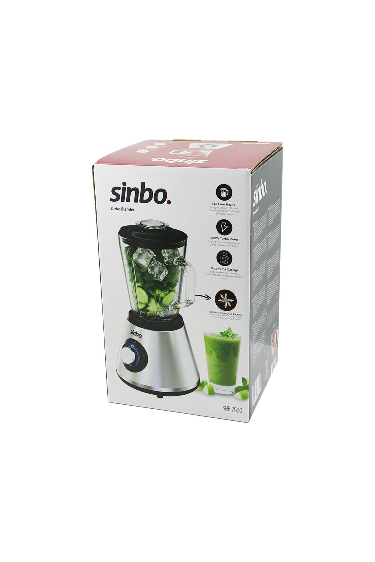 Sinbo Turbo Doğrayıcı Blender - Buz Kırıcı - 1.5 Litre Cam Hazne