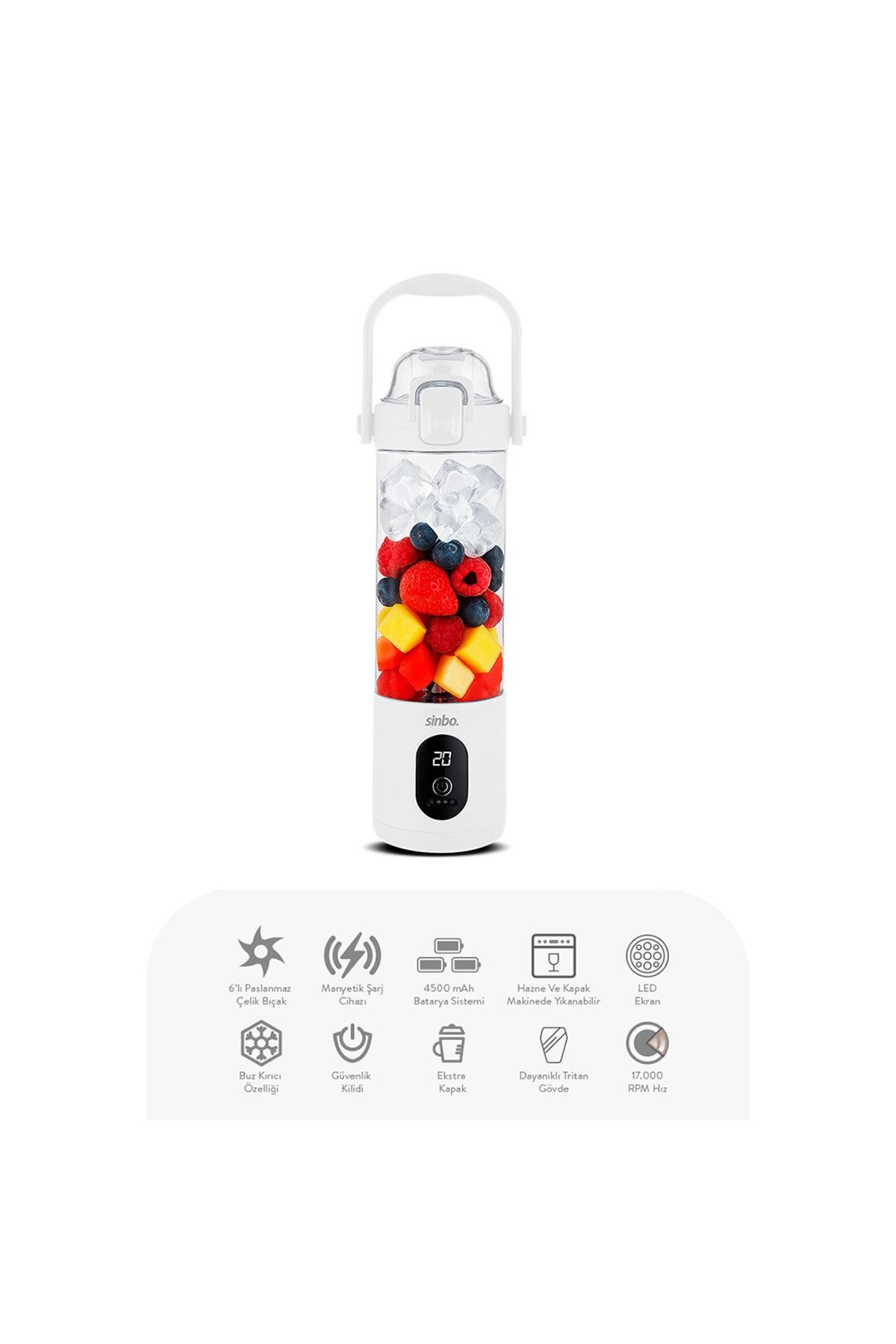 Sinbo Şarjlı Smoothie Blender - Taşınabilir - 700 ml Kapasite