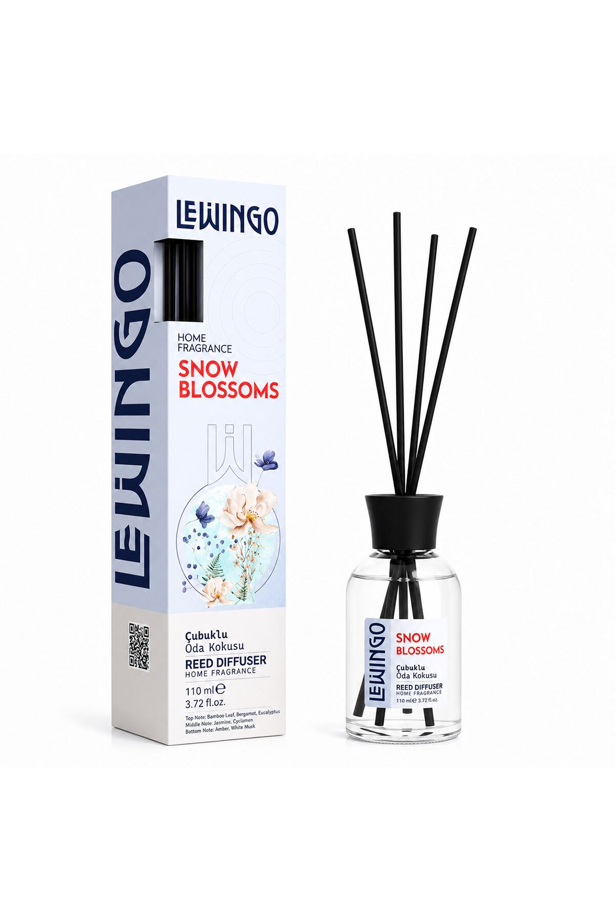 Snow Blossoms Bambu Çubuklu Oda Kokusu - 110 ml - Cam Şişe