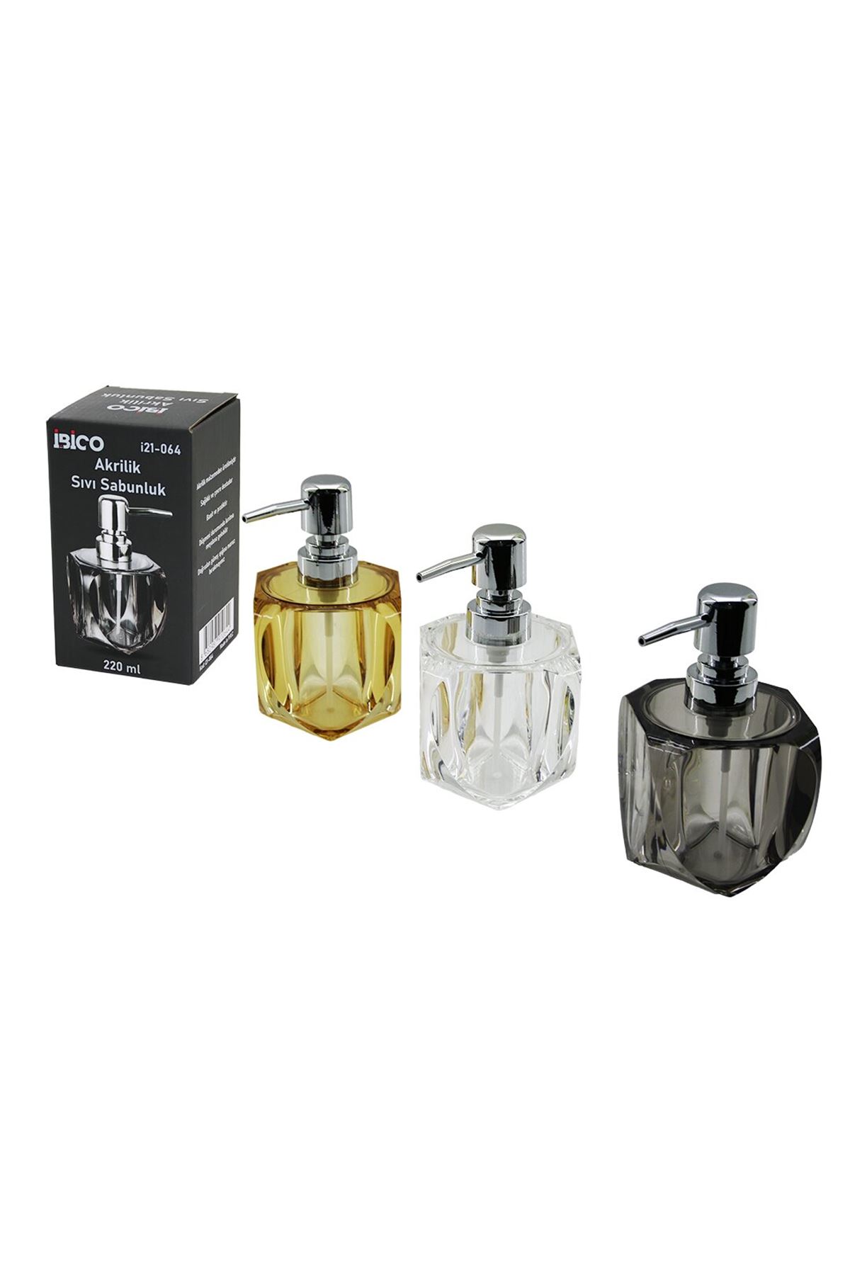 Kare Kalp Tasarımlı Sıvı Sabunluk - 220 ml - Akrilik