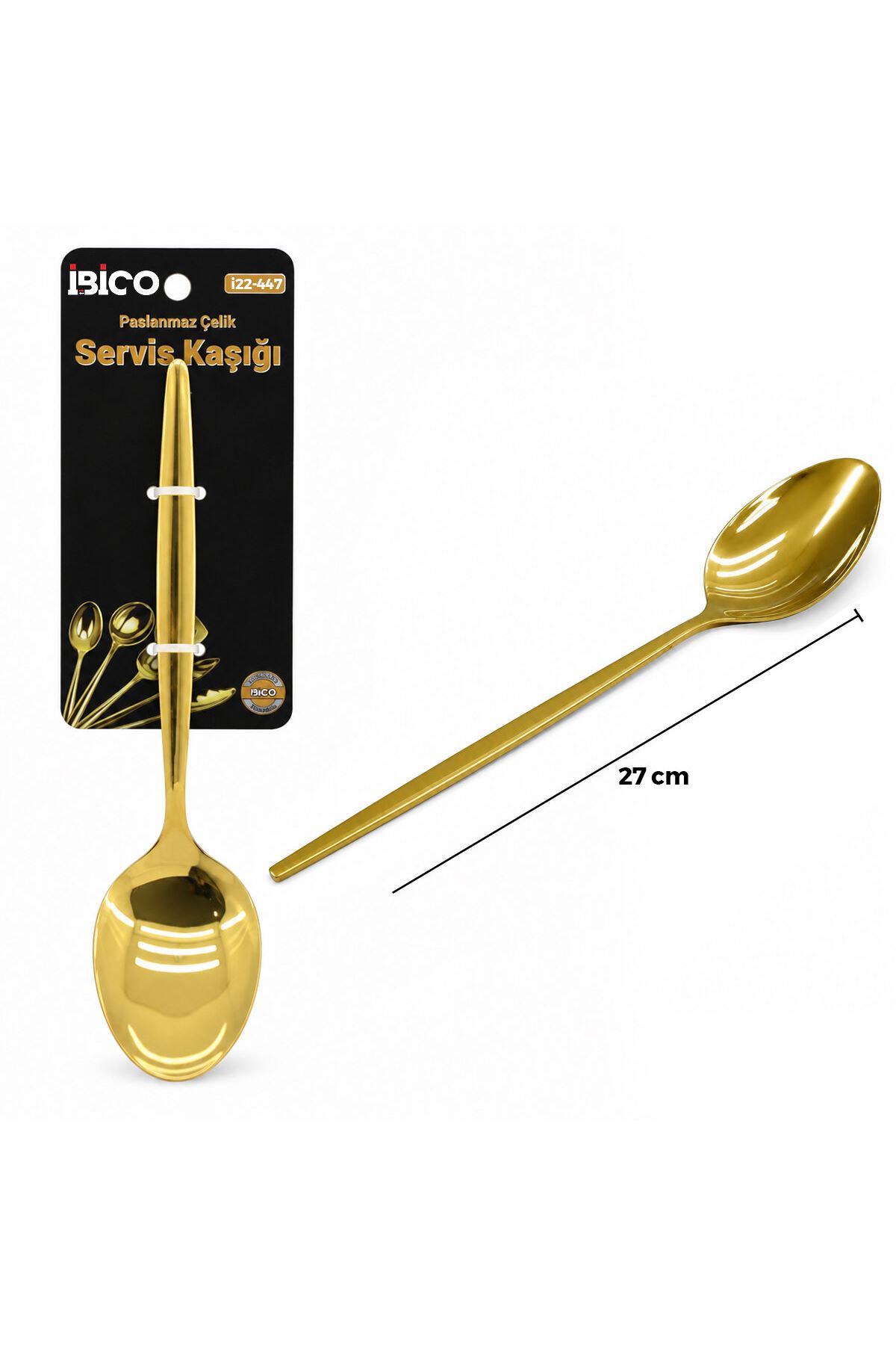 Metal Servis Kaşığı - Gold Renk - 27 cm