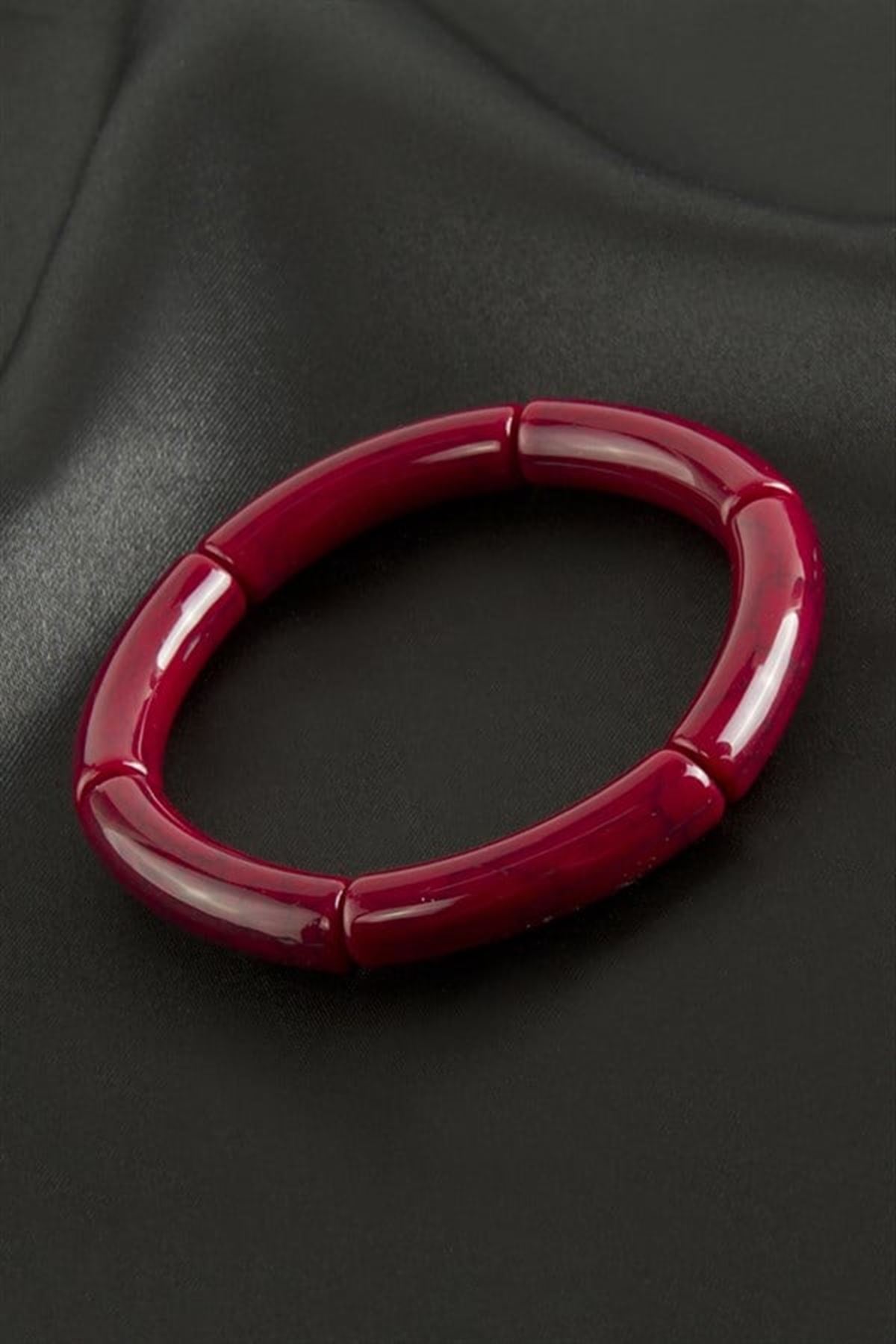 Zr Model Silindir Plastik Bileklik - Bordo