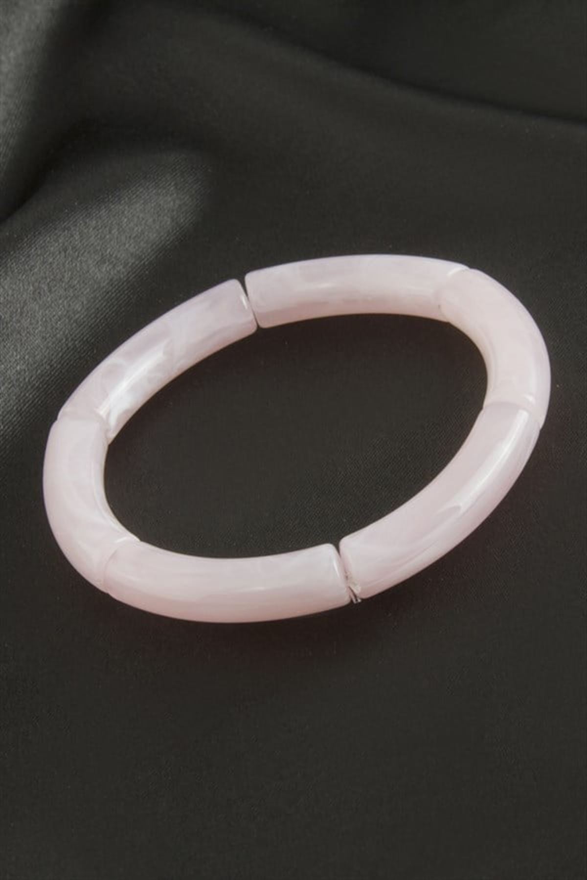 Zr Model Silindir Plastik Bileklik - Açık Pembe