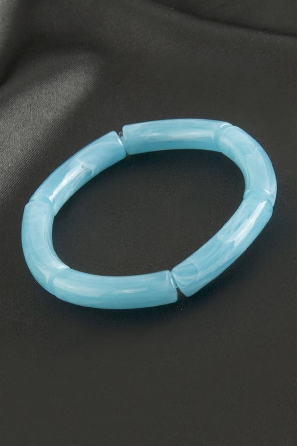 Zr Model Silindir Plastik Bileklik - Mavi