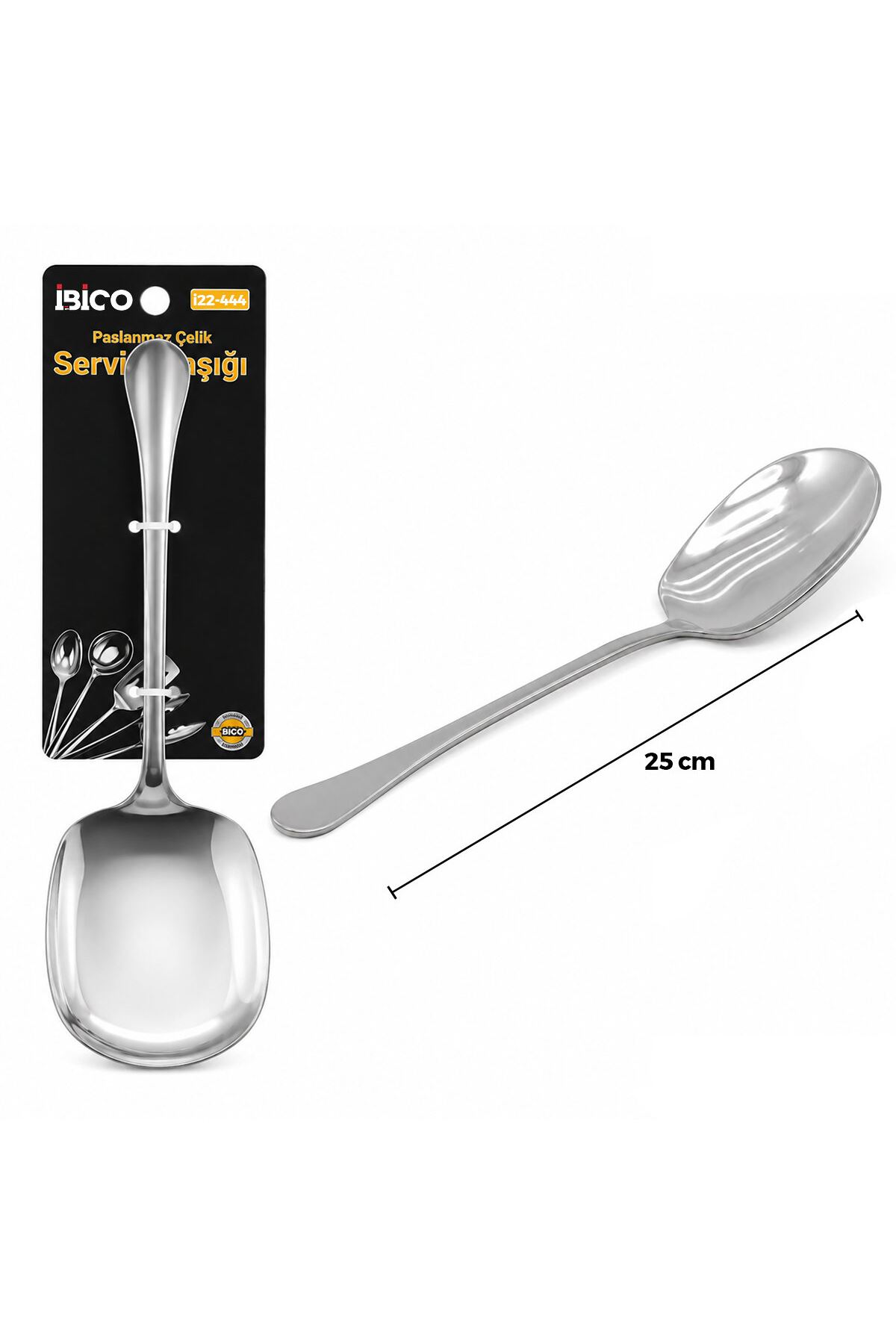 Metal Servis Kaşığı - 25 cm - Krom Renk