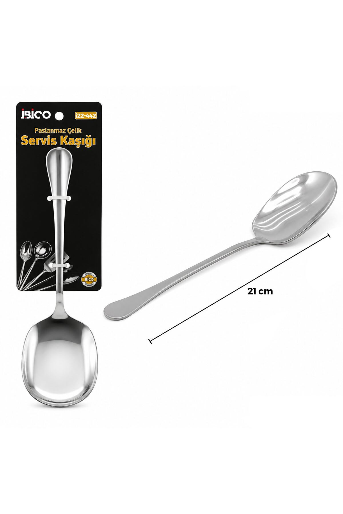 Metal Servis Kaşığı - 21 cm - Krom Renk