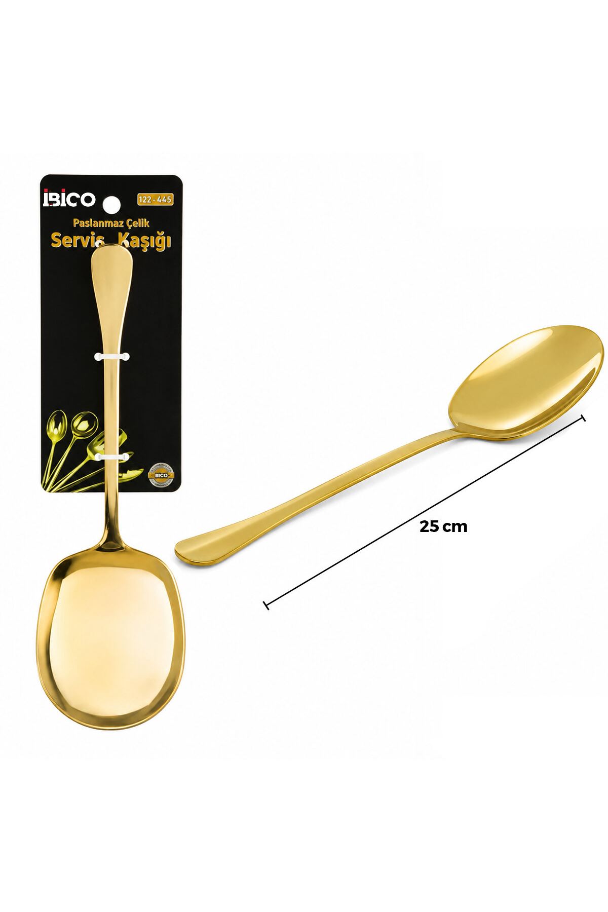 Metal Servis Kaşığı - 25 cm - Gold Renk