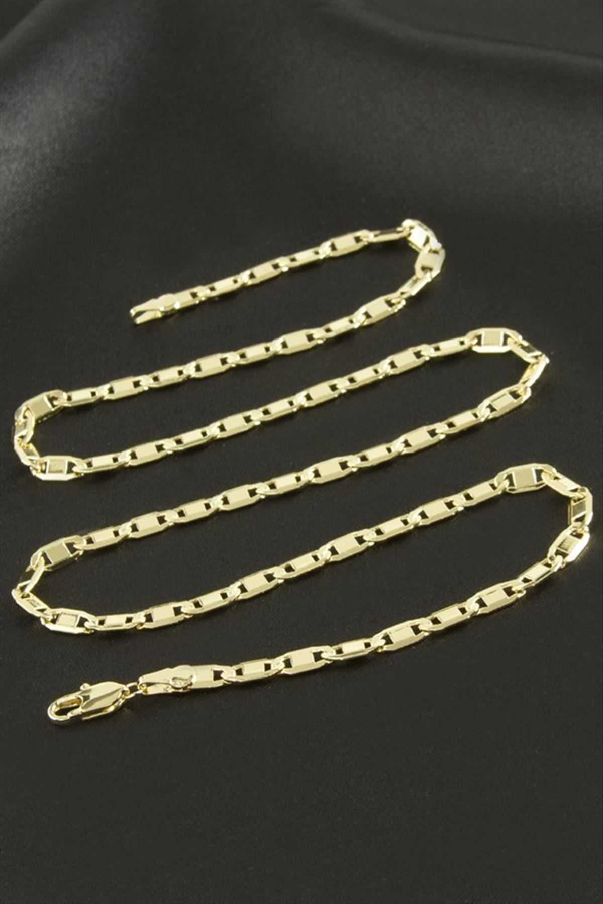 Oval Lüks Çelik Kolye - Sarı
