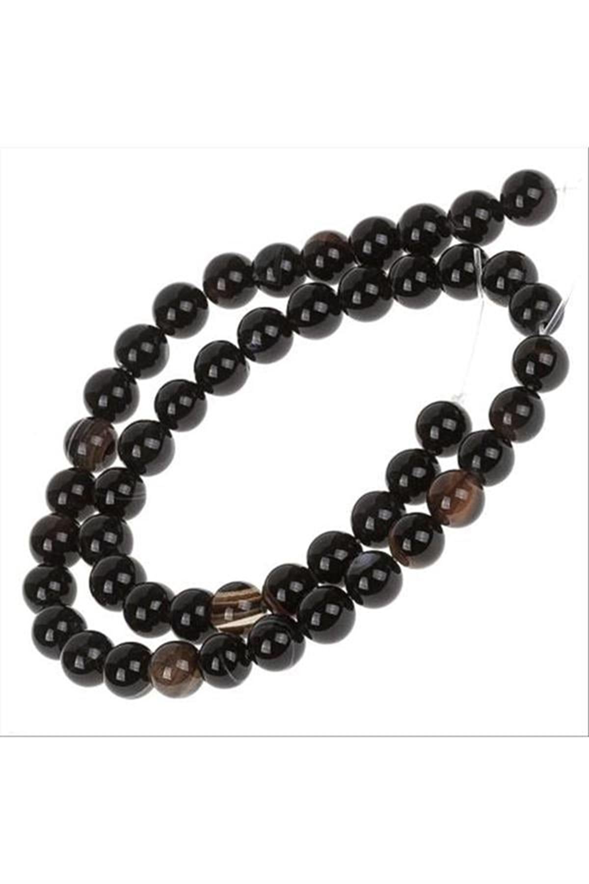 Akik Taşı Parlak 8 mm - Siyah