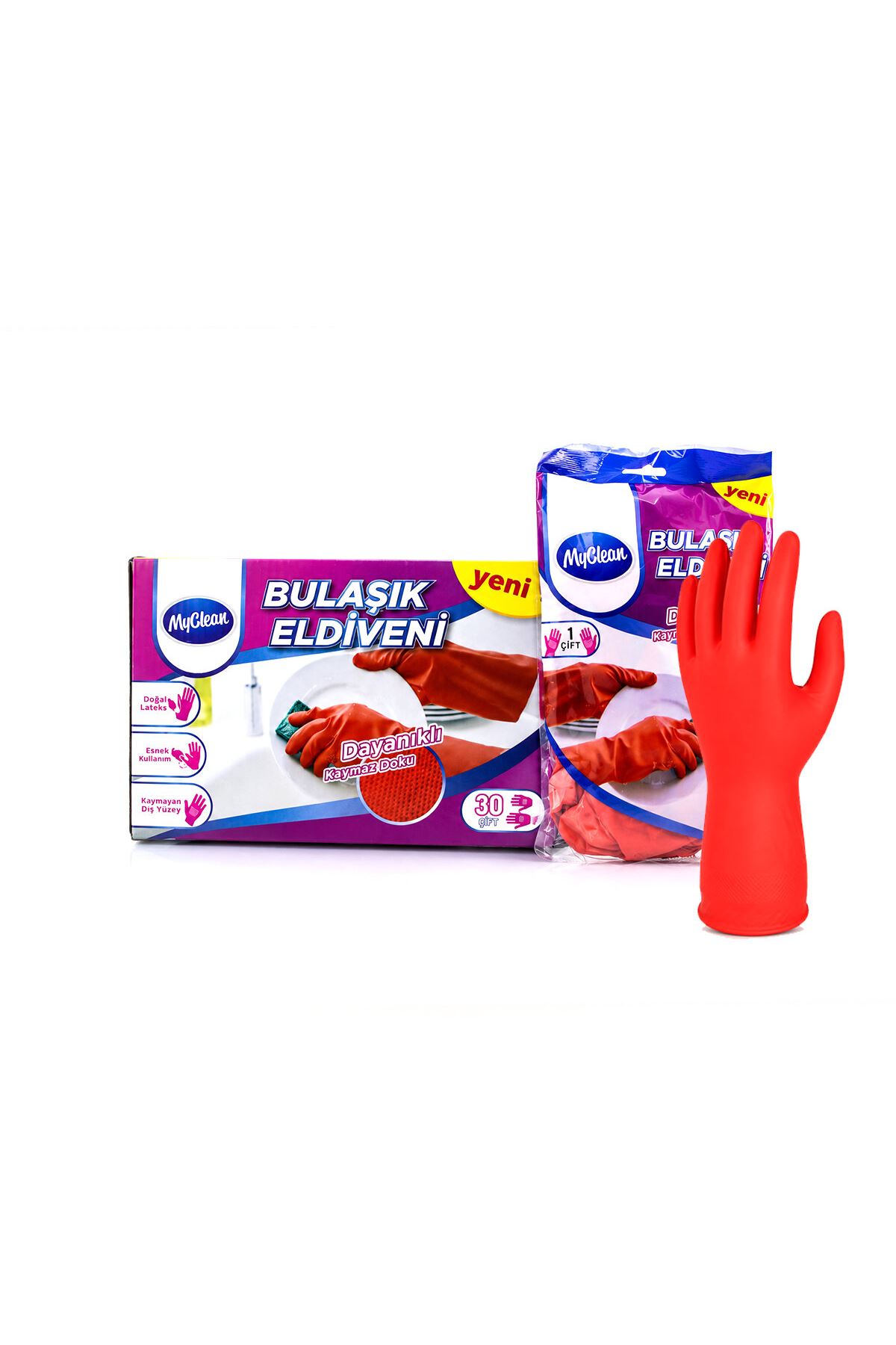 M Beden Temizlik ve Bulaşık Eldiveni - Doğal Pamuk Astarlı - Plastik