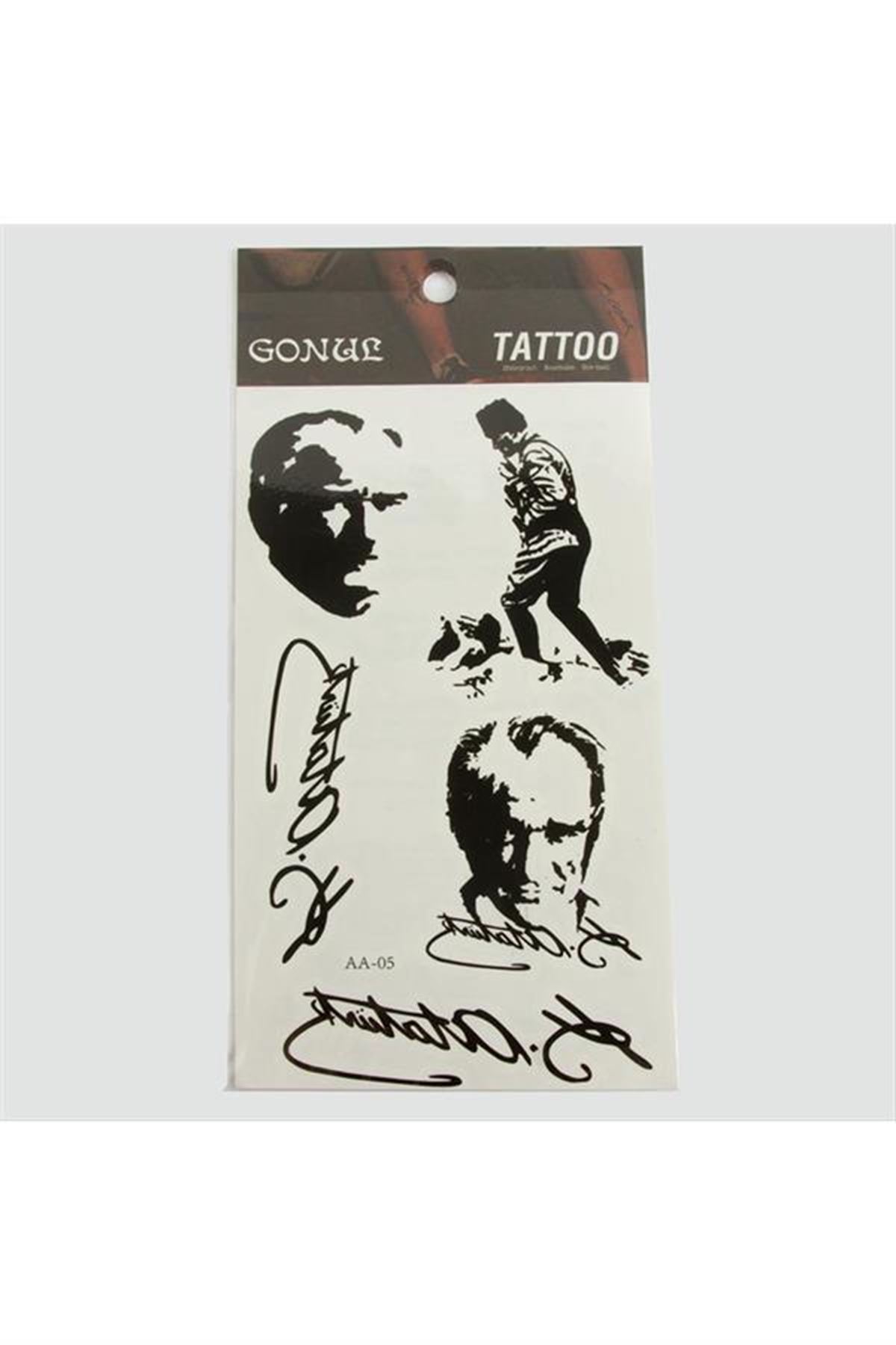 Mustafa Kemal Atatürk Tattoo Dövme Sticker - Beyaz