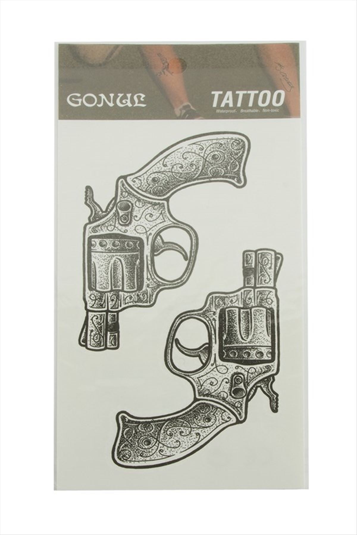Silah Tattoo Dövme Sticker - Beyaz