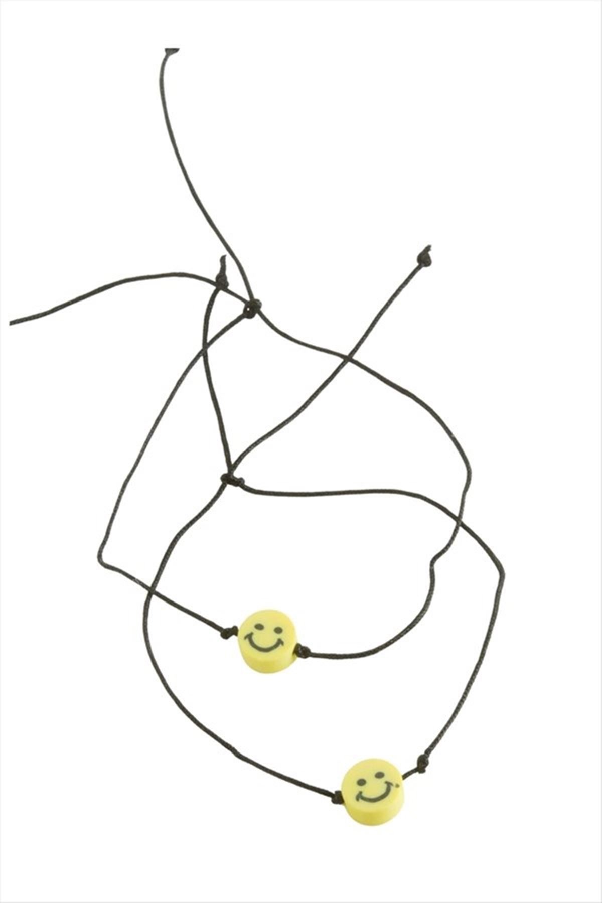 Emoji İp Bileklik 2 Adet - Sarı