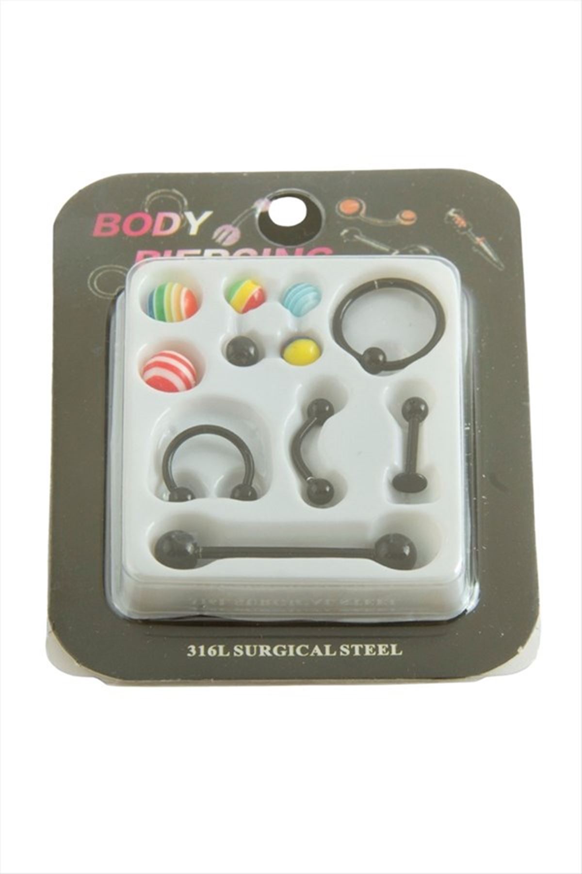 Piercing Set 11 Adet - Siyah