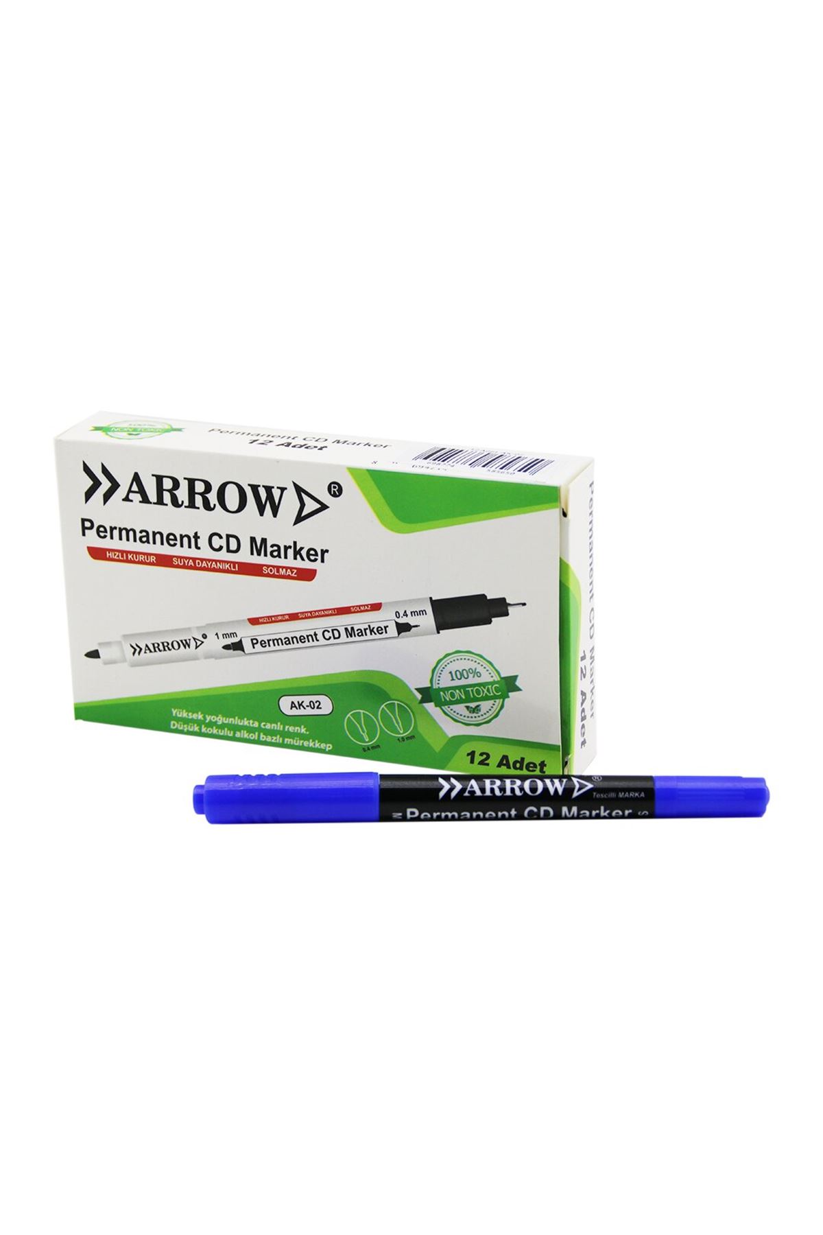 Mavi CD Kalemi - 2 Uçlu - Marker - 1 mm ve 0.4 mm