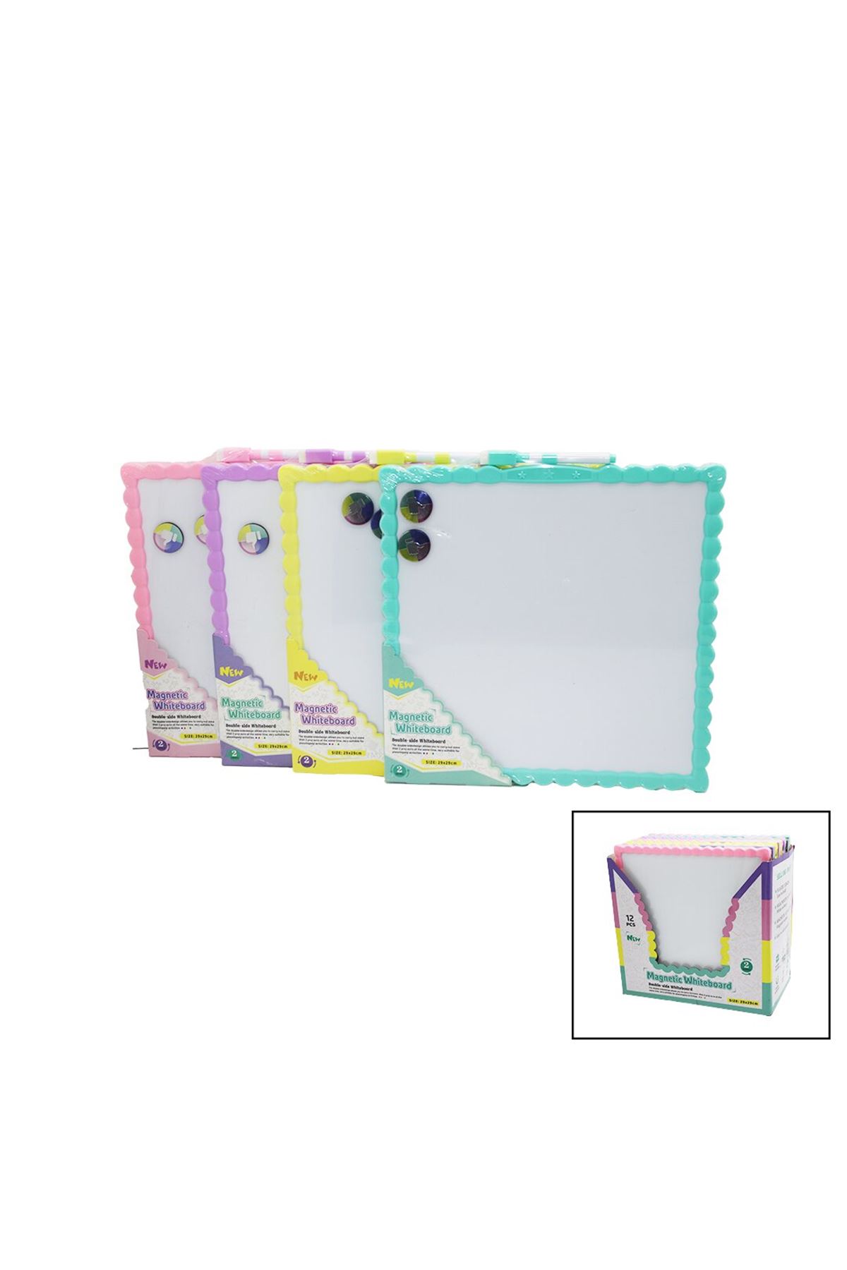 Manyetik Beyaz Yazı Tahtası - Çift Taraflı - 29x29 cm - Renkli Çerçeve