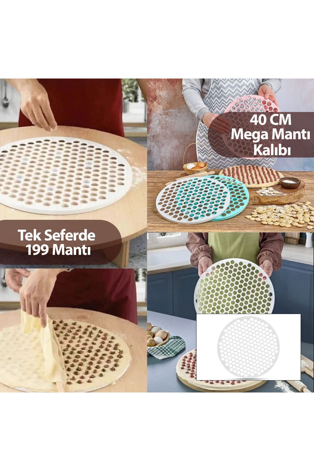 Mega Mantı Kalıbı - 40 cm - 199 Mantı Kapasiteli - Plastik