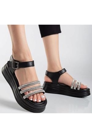 Lalen Siyah Kemerli Sandalet