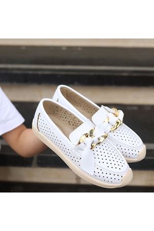 Riwan Beyaz Cilt Babet Ayakkabı