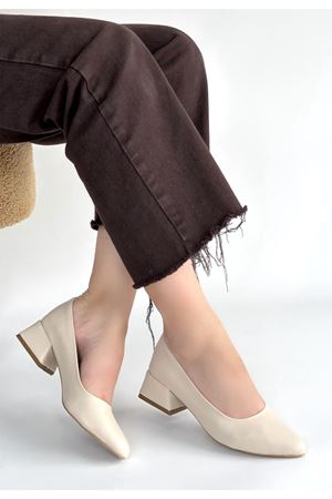Desniy Bej Cilt Topuklu Ayakkabı