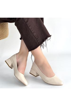 Desniy Bej Cilt Topuklu Ayakkabı