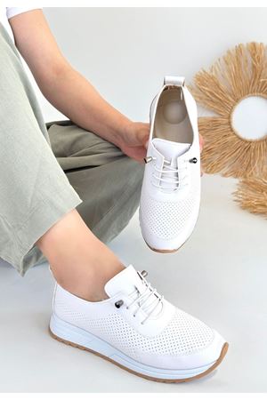 Tone Beyaz Cilt Bağcıklı Spor Ayakkabı