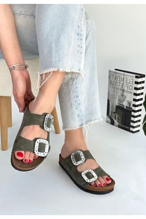 Nool Yeşil Nubuk Terlik