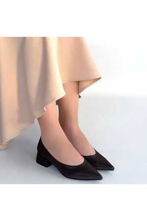 Ferla Acı Kahve Cilt Topuklu Ayakkabı