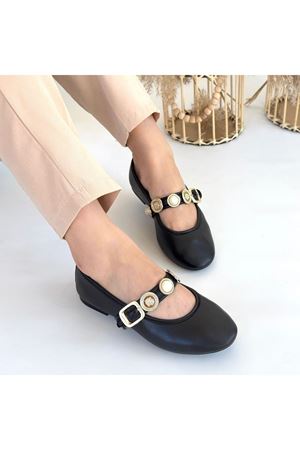 Atnis Siyah Cilt Babet Ayakkabı
