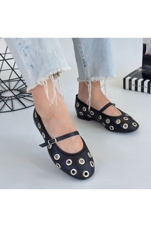 Tinta Siyah Cilt Babet Ayakkabı